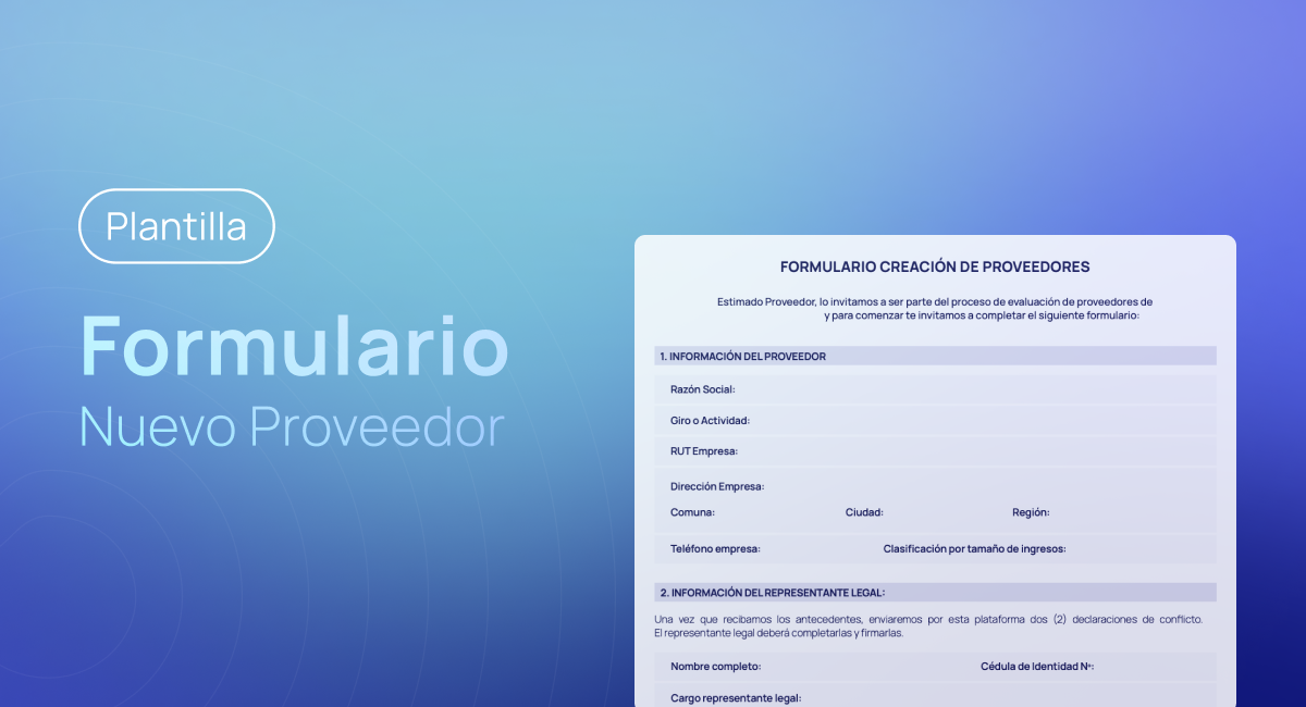 Vista previa de la plantilla Formulario de Creación de Proveedores