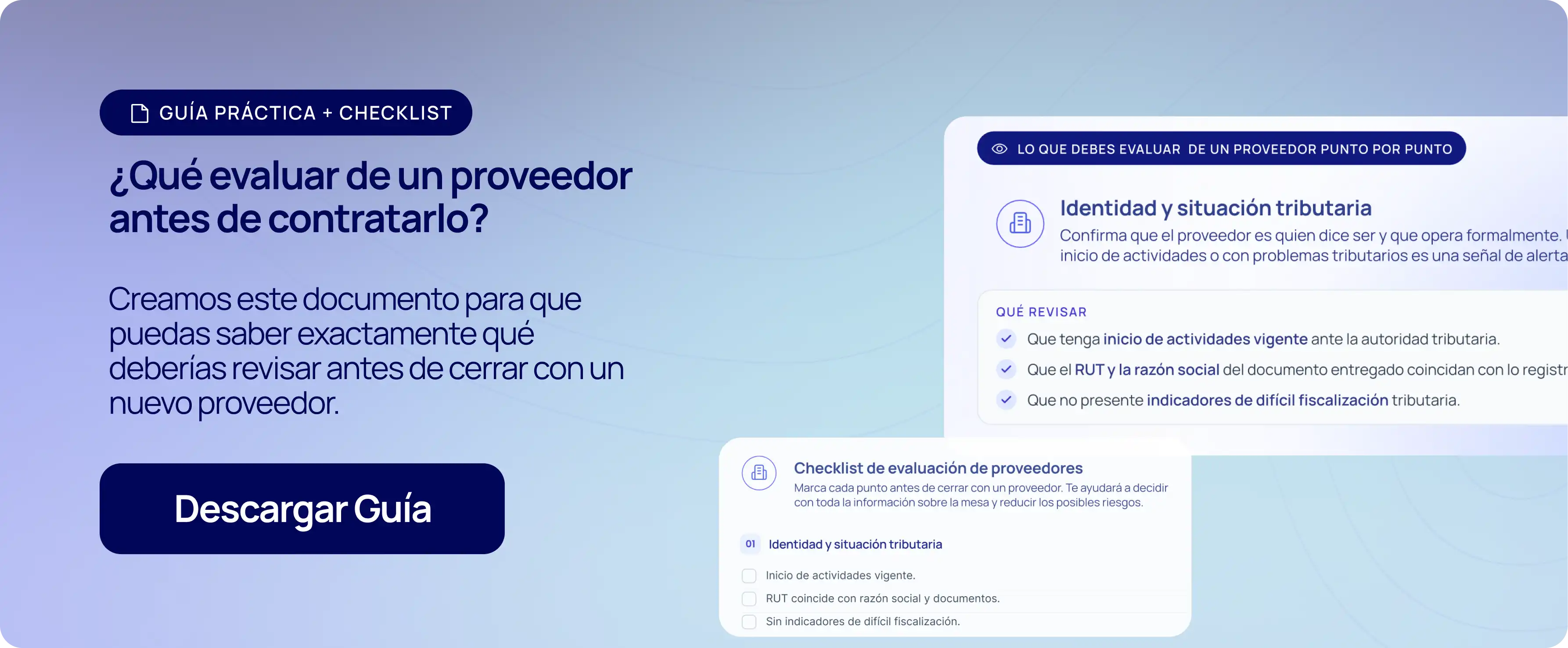 Guía práctica y checklist: qué evaluar de un proveedor antes de contratarlo. Descarga el PDF gratis.